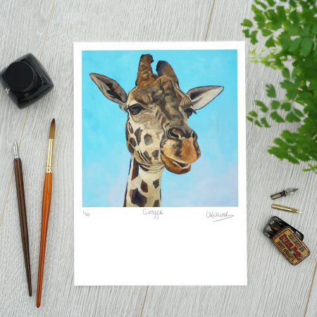 A4 Giraffe print art by Clare Willcocks