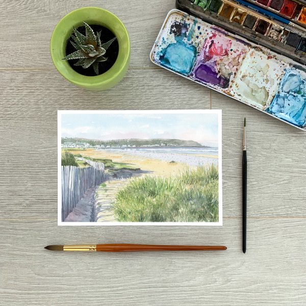 A5 print of a watercolour painting - View from the Dunes - by Clare Willcocks